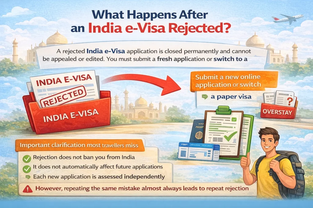 India E-Visa Rejection Explained Clearly India e-Visa rejection explaining next steps after online application refusal
