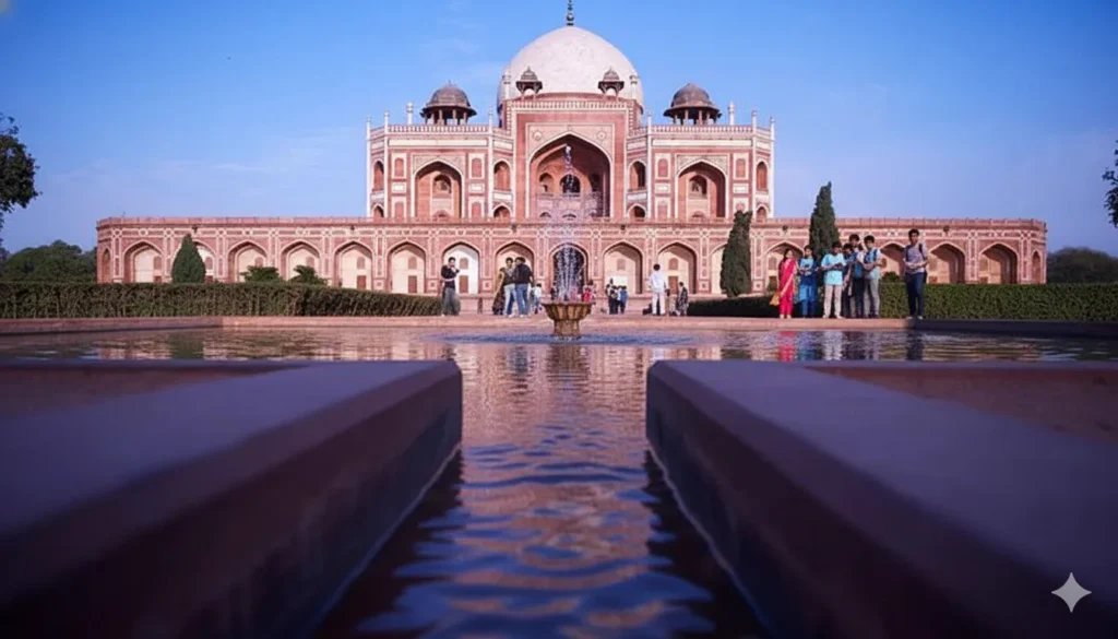 Humayun's Tomb Delhi: The Grandeur Reflected Humayun's Tomb Delhi reflection pool Mughal architecture travel guide.