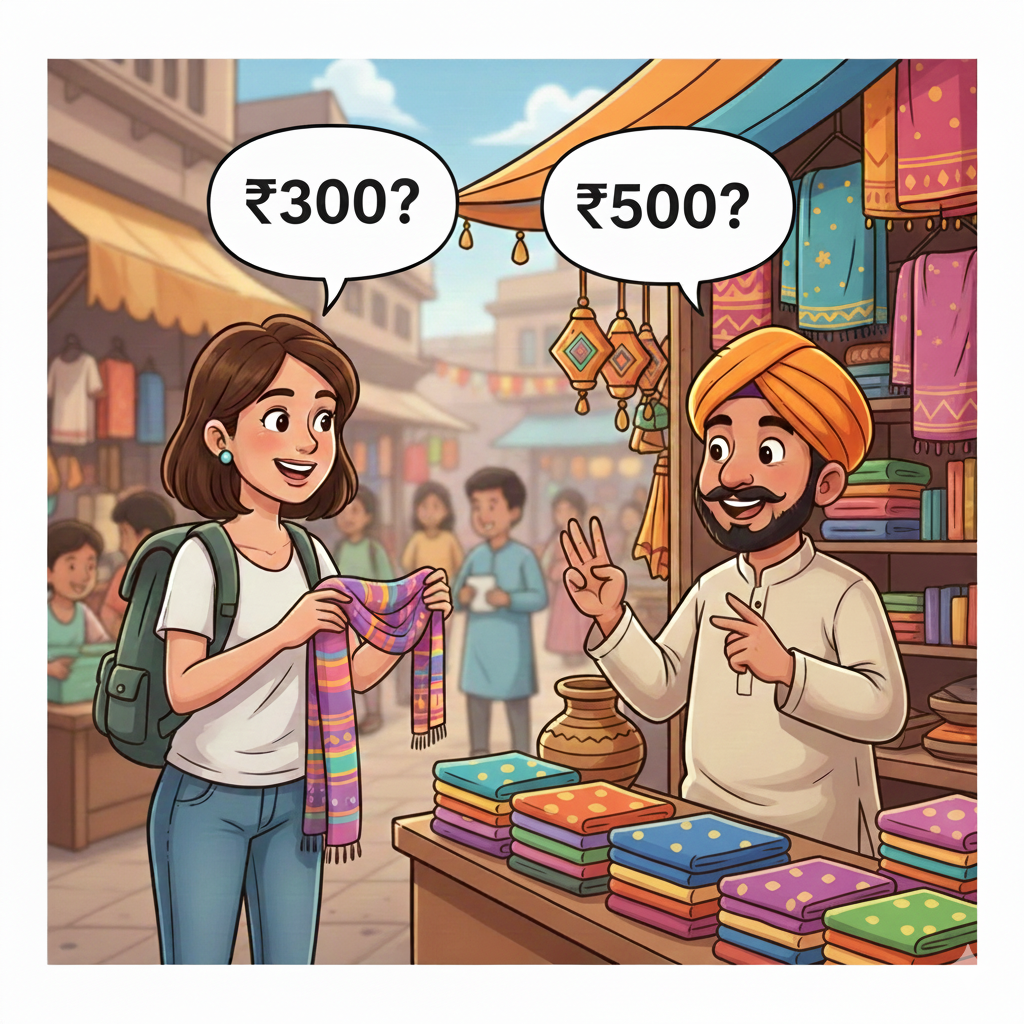 Bargaining: Tips for Market Shopping Bargaining shopkeeper tourist India price negotiation guide tips