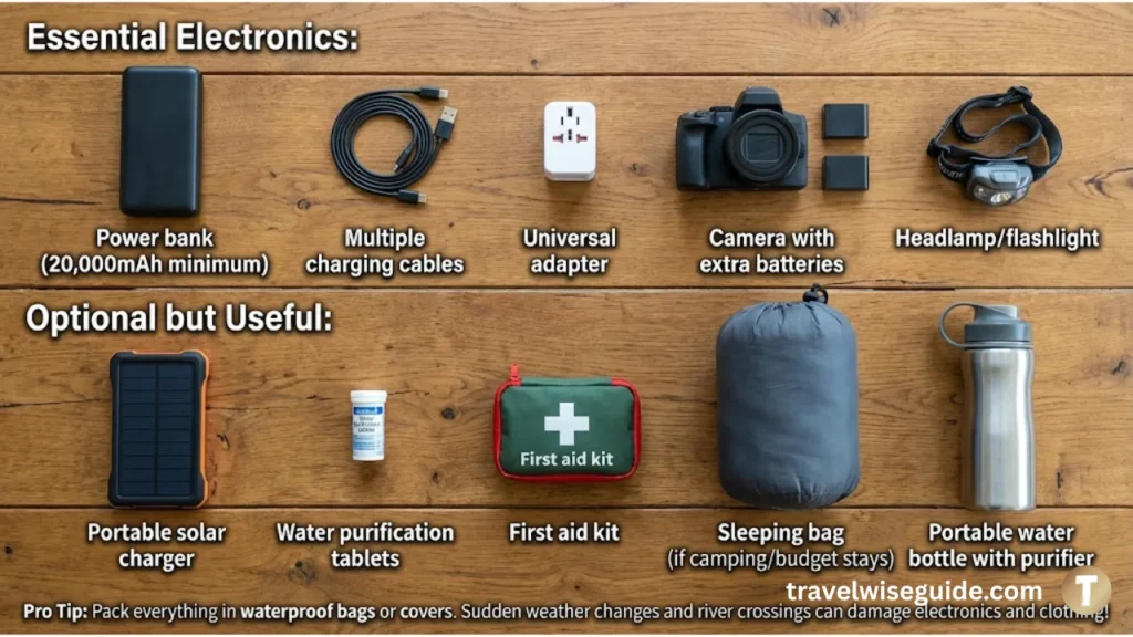 Essential Ladakh Tech And Gear Checklist Essential electronics and equipment packing list for Ladakh trip planning.