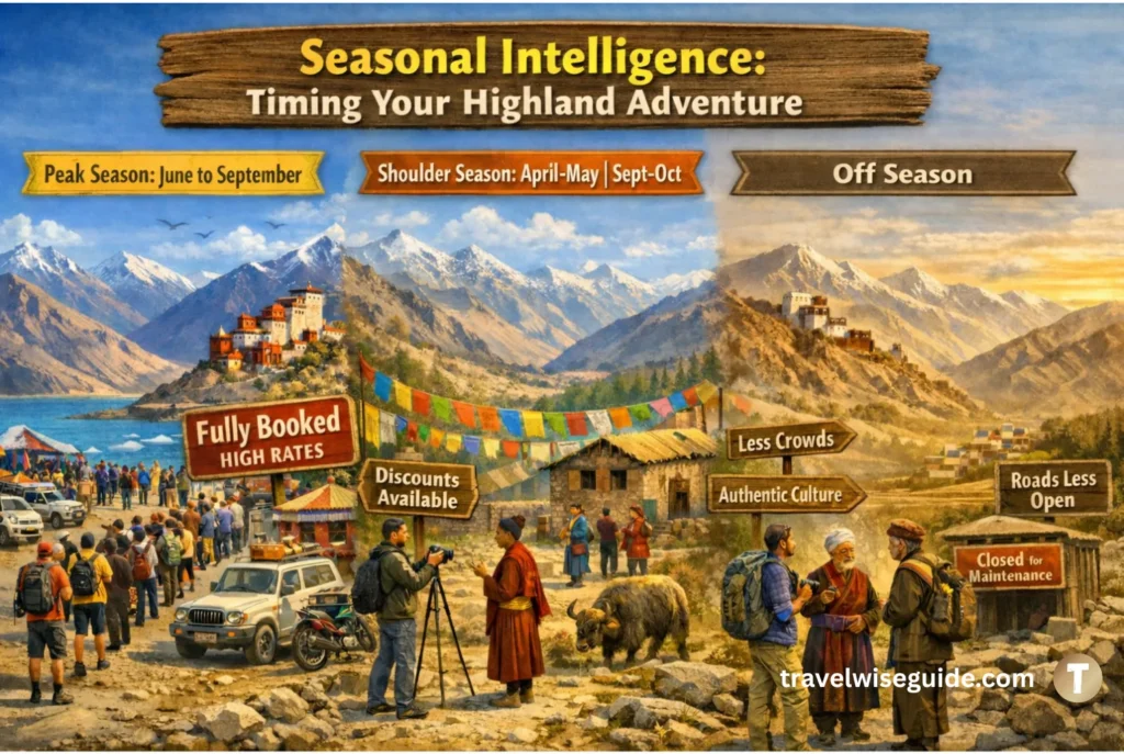 Ladakh Seasonal Intelligence: Timing Your Perfect Adventure Ladakh travel guide seasonal intelligence chart explaining the best timing.
