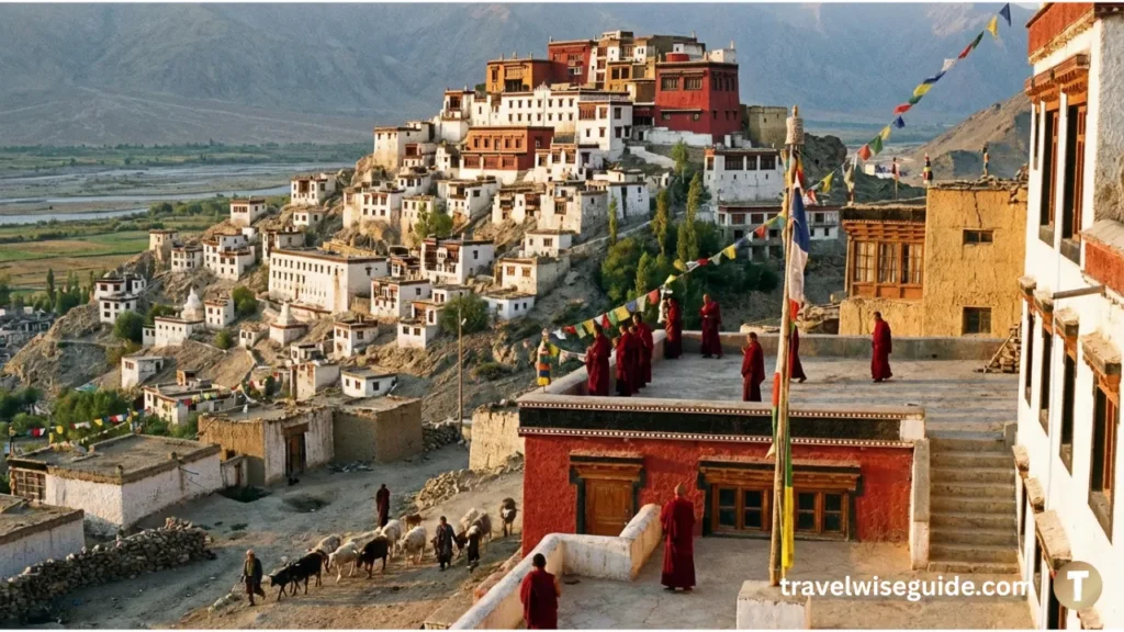 Thiksey Monastery The Majestic Little Potala Of Ladakh Thiksey Monastery architecture overlooking Indus Valley for Ladakh travel guide.