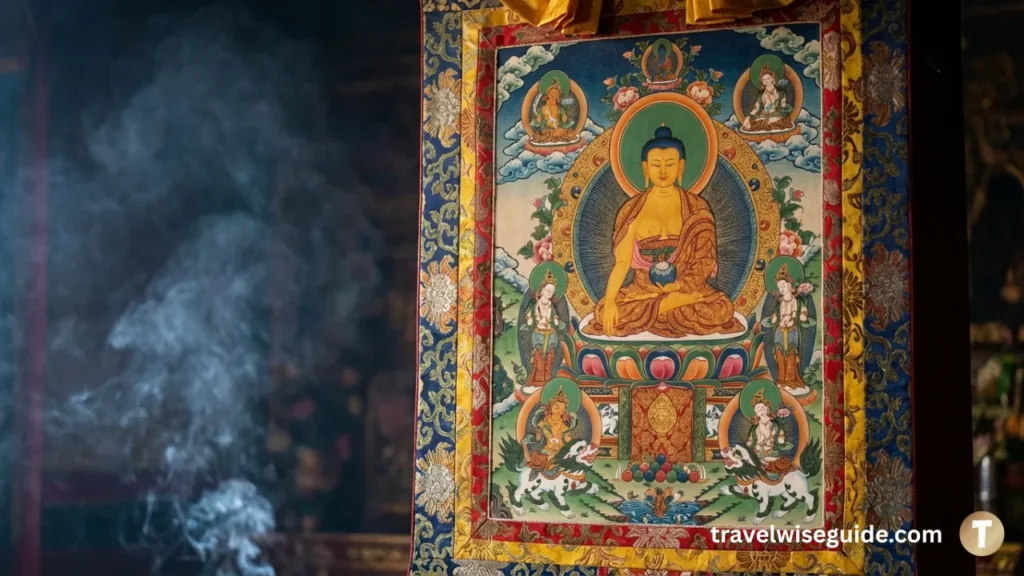 Thangka Paintings: Sacred Art of Himalayan Devotion Thangka paintings depicting Buddhist deities for a spiritual culture guide