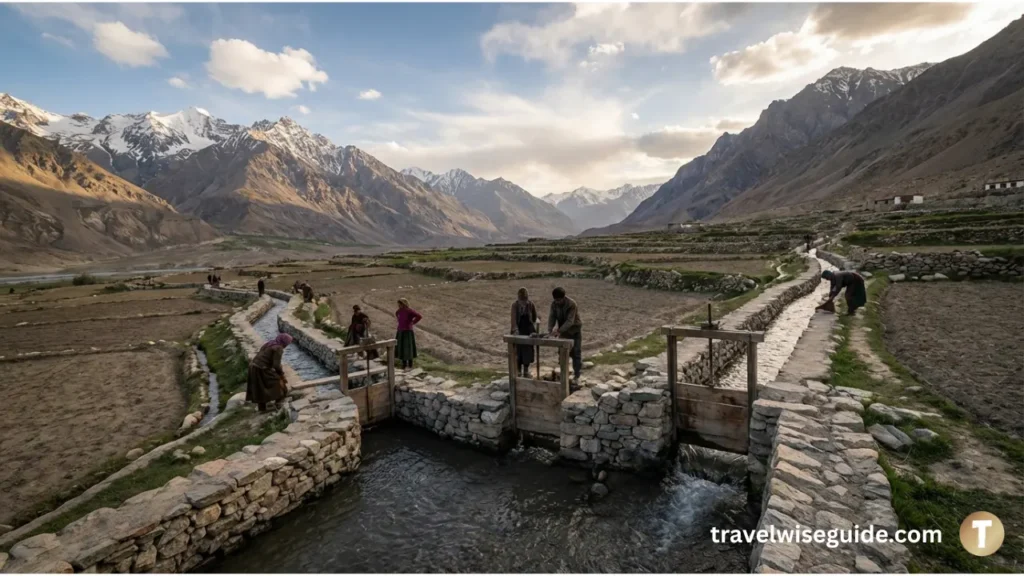 Ladakh Yura System: Ancient Engineering Defying Desert Drought Ladakh Yura system channels mountain water for sustainable high-altitude irrigation.