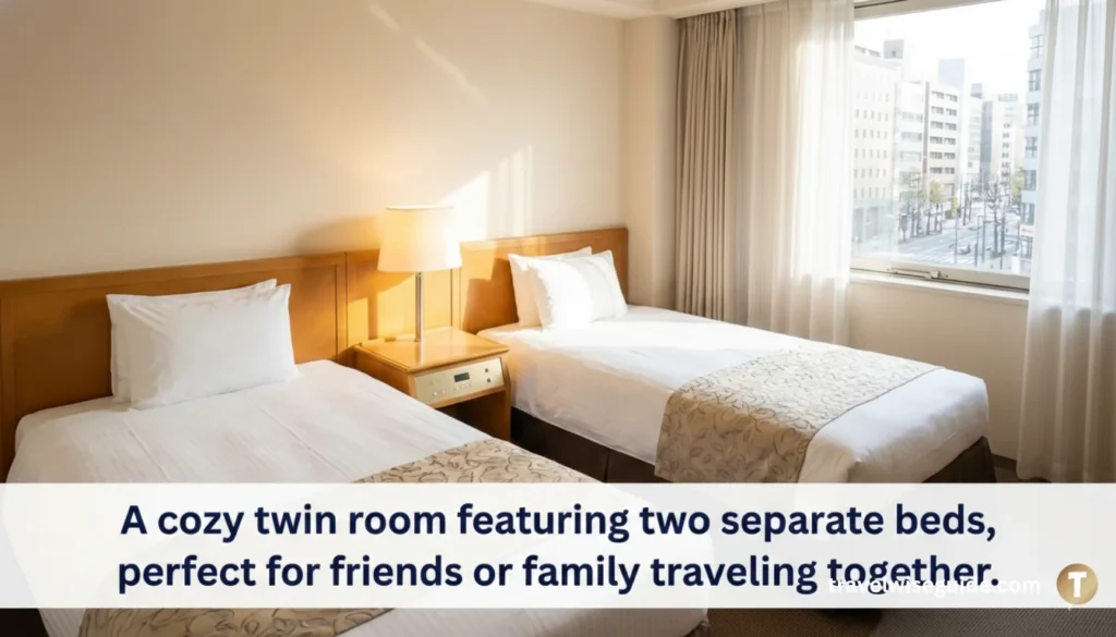 Twin Room: Perfect Comfort For Shared Journeys Twin room featuring two separate beds for shared travel accommodation.
