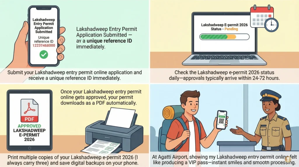 Lakshadweep Permit Approved Your Final Gateway To Paradise Lakshadweep entry permit online status tracking and PDF download interface.