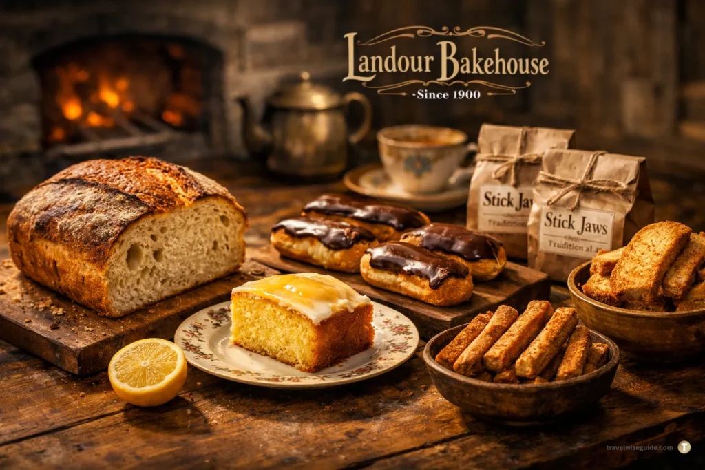 Landour Bakehouse: A Timeless Taste Of Colonial Heritage Landour Bakehouse menu sourdough bread lemon cake and chocolate éclairs.