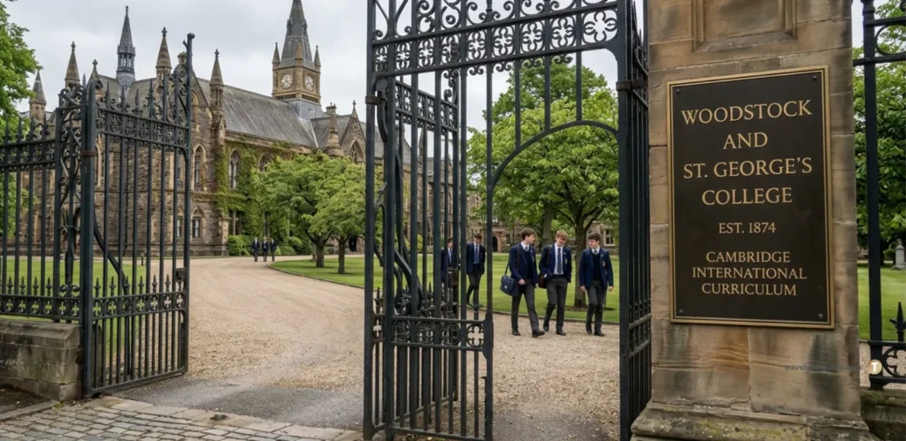 Mussoorie Boarding Schools: A Legacy Of Strict Discipline Mussoorie school culture featuring uniformed students exiting a stone gateway.