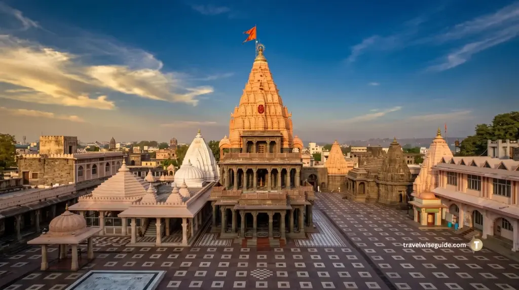 Mahakaleshwar Temple – Sacred Heart Of Ujjain Mahakaleshwar Temple with towering spire and spacious courtyard under blue sky