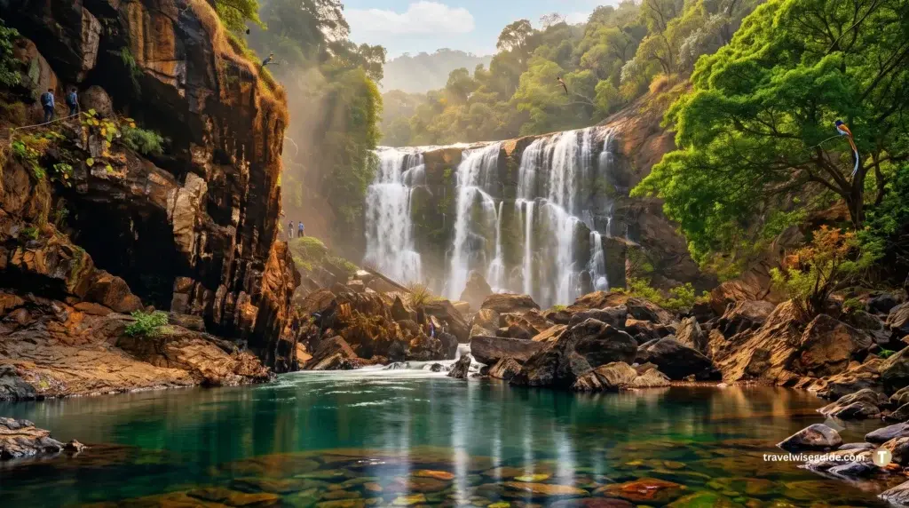 Discover The Majestic Beauty Of Sathodi Falls Sathodi water falls plunging into a rocky pool for travel guide.