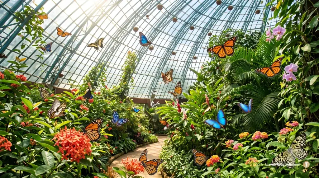 Bannerghatta Butterfly Park: A Serene Sanctuary Bannerghatta butterfly park conservatory path surrounded by lush tropical greenery.