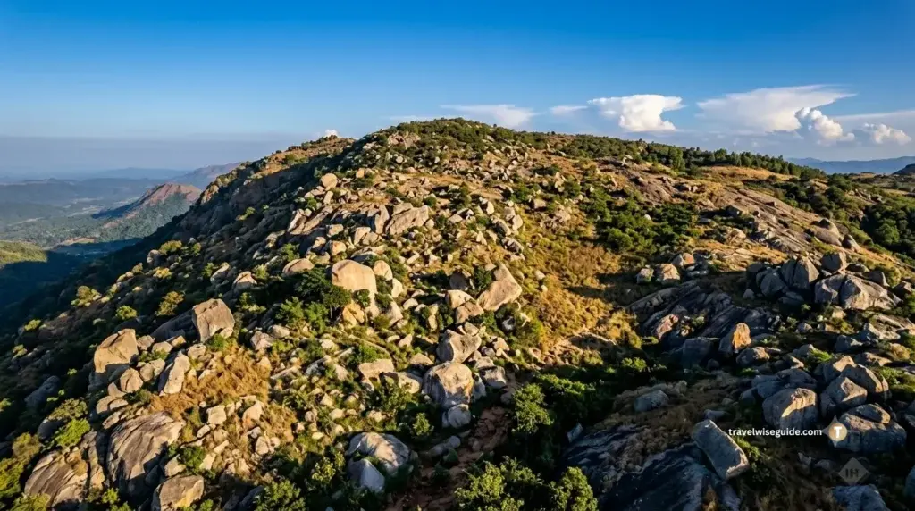 Skandagiri: Chasing Karnataka's Most Mesmerising Morning Views Skandagiri sunrise trek rocky hill covered with large granite boulders.